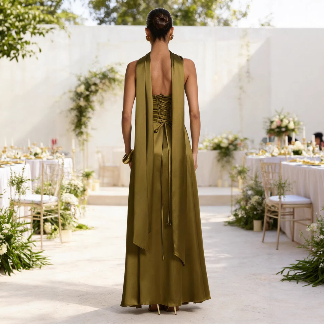 Damen Elegantes und schulterfreies Abendkleid mit fließendem Fall EB