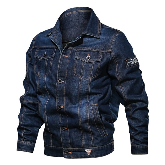 Herren Denim-Truckerjacke mit markanten Kontrastnähten und Brusttaschen EB