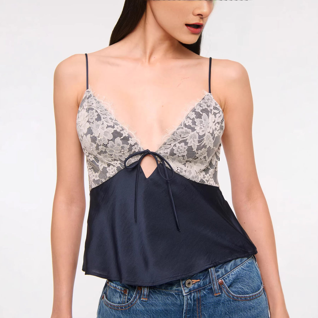 Damen Elegantes Negligé mit Spitzenakzenten EB