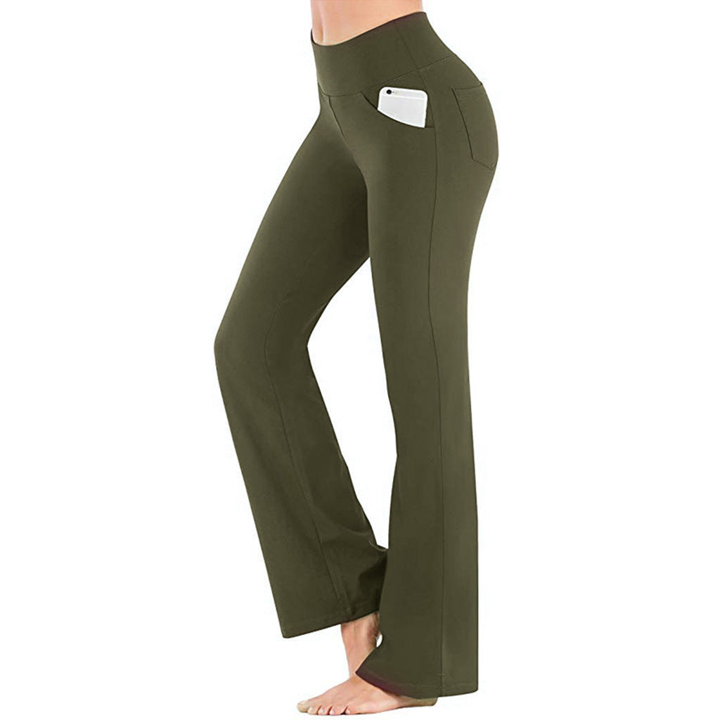 Damen nan ausgestellte Highwaist Yogahose mit seitlicher Handytasche und formendem Komfortbund EB