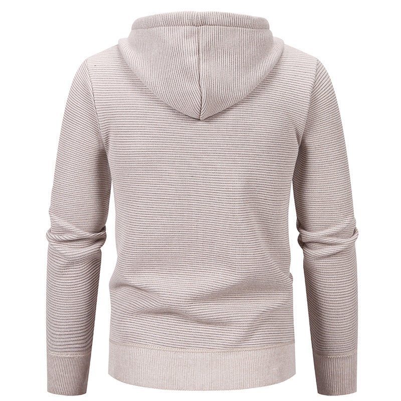 Herren nan strukturierte Reißverschluss-Strickjacke mit gefütterter Kapuze und weichem Teddy-Innenfutter EB