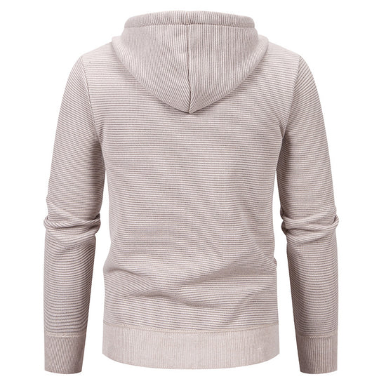 Herren nan strukturierte Reißverschluss-Strickjacke mit gefütterter Kapuze und weichem Teddy-Innenfutter EB