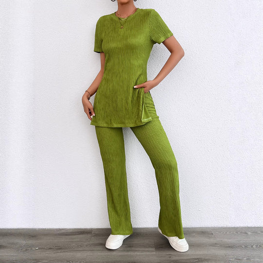 Damen lässiges Zweiteiliges Set im modernen Rippenlook mit hohem Tragekomfort EB