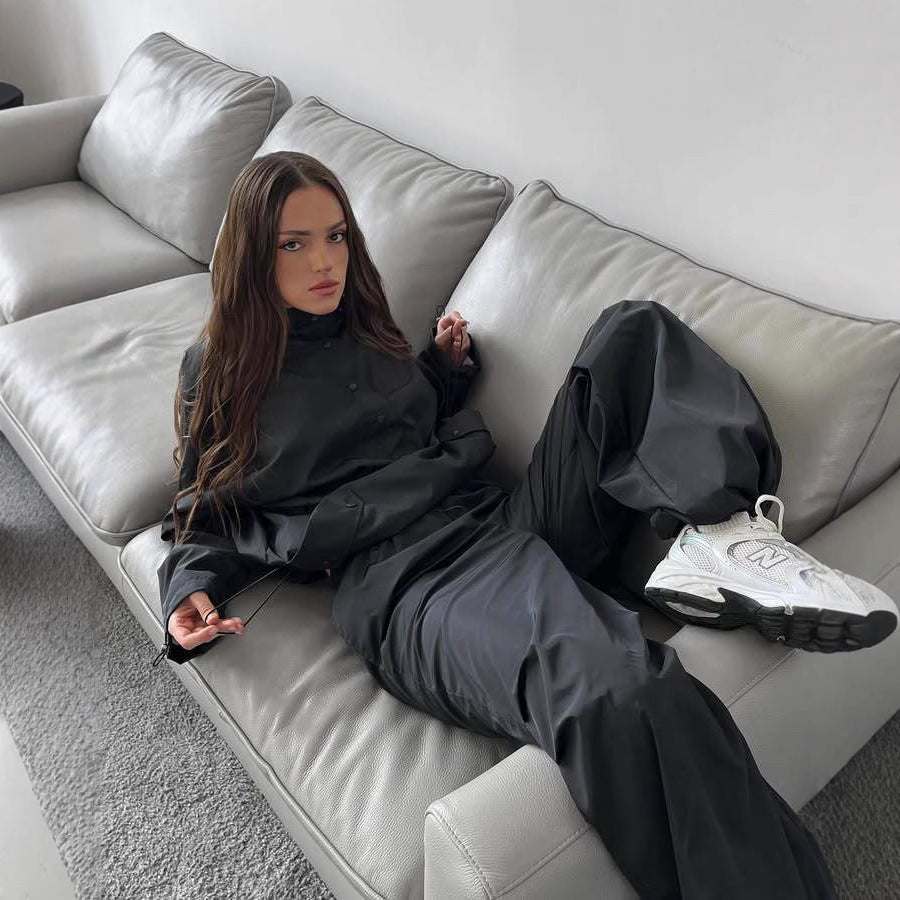 Damen winddichte Technikjacke mit Kapuze und verstellbaren Bündchen EB