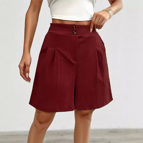 Damen modische Shorts mit hohem Bund und eleganten Faltendetails EB