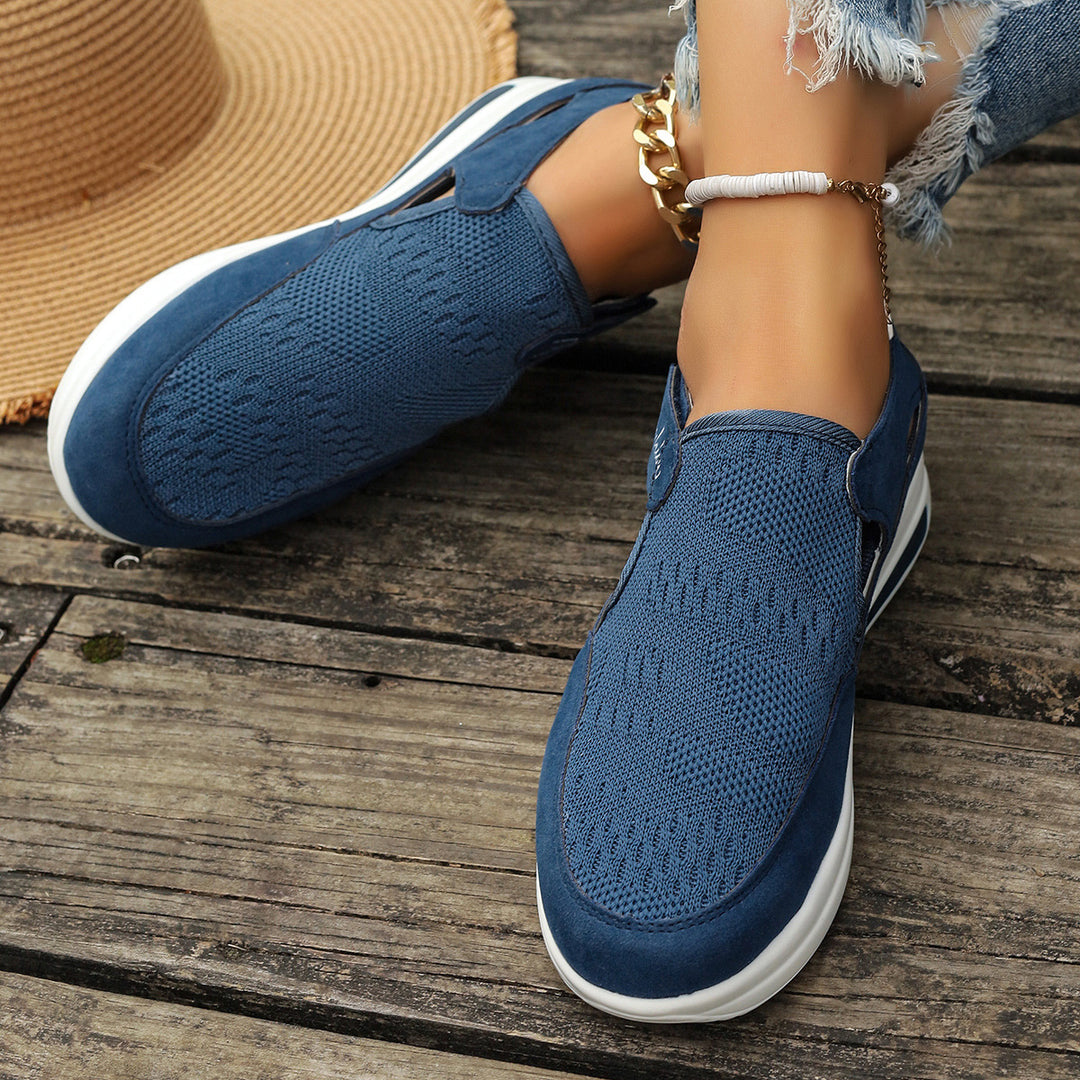 Damen Lässige Slip-On Sneakers mit atmungsaktivem Strickdesign und leicht dämpfender Sohle EB