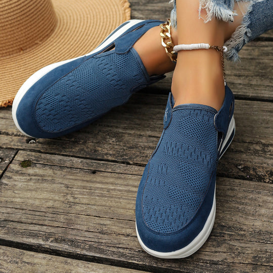 Damen Lässige Slip-On Sneakers mit atmungsaktivem Strickdesign und leicht dämpfender Sohle EB