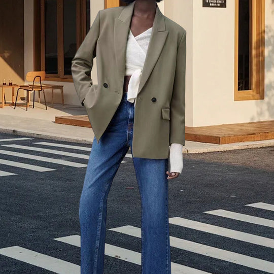 Damen Eleganter Blazer mit doppelt geknöpften Lappen EB