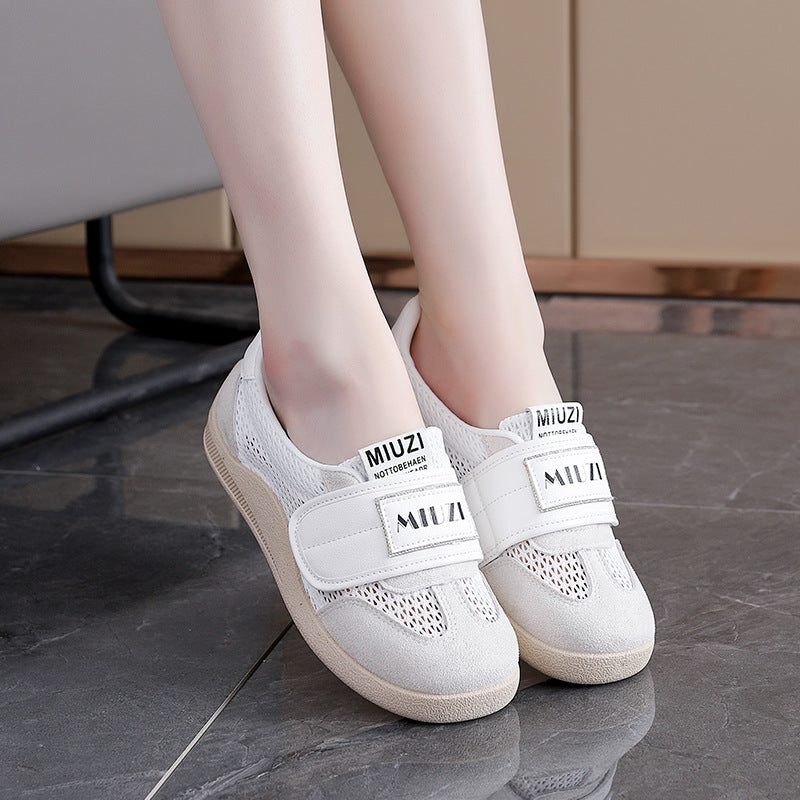 Damen Komfortable Freizeit Sneakers mit atmungsaktivem Netzdesign und elastischem Klettverschluss EB
