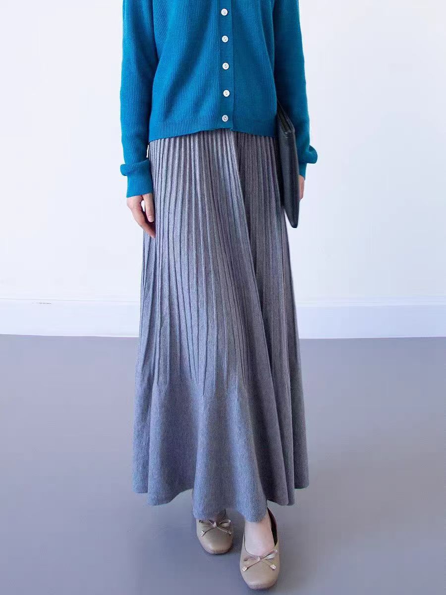 Damen eleganter Faltenrock mit hohem Bund EB