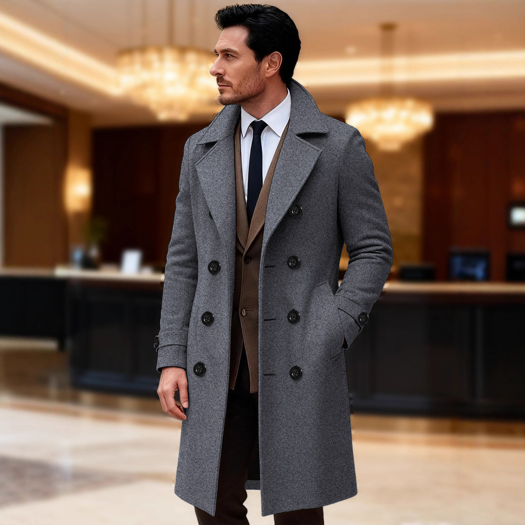 Herren eleganter doppelreihiger Wollmantel EB