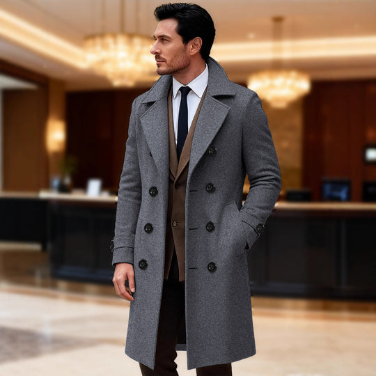Herren eleganter doppelreihiger Wollmantel EB