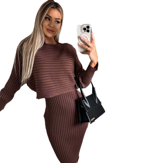 Damen Rippstrick Bodycon Kleid EB