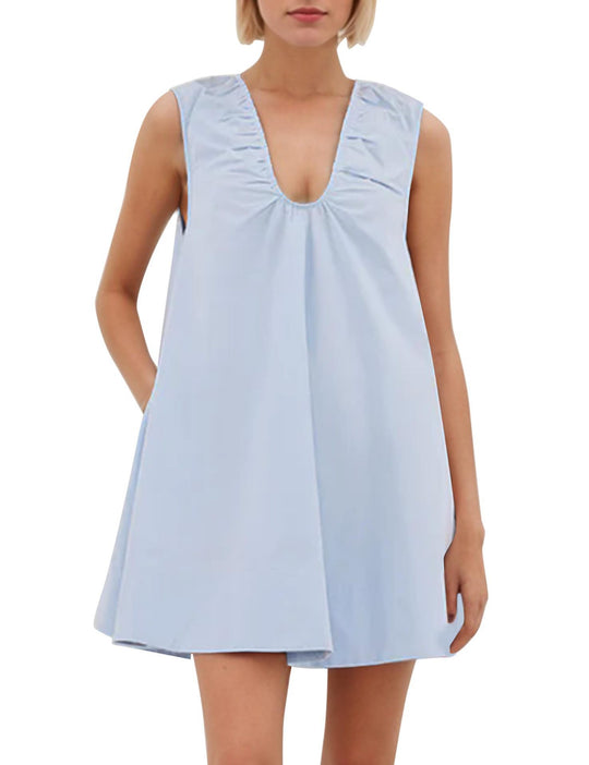 Damen Lässiges Sommerkleid mit Rüschen-Ausschnitt EB