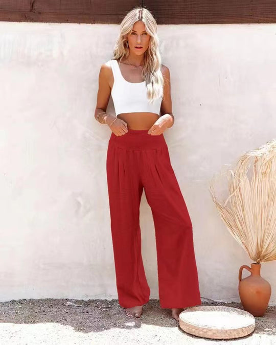 Damen Weite Sommerhose mit elastischem Bund und lockerer Passform EB