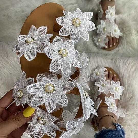 Damen Elegante und romantische Sandalen mit floralen Akzenten EB