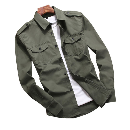 Herren Military-Hemdjacke mit Schulterklappen und Pattentaschen EB