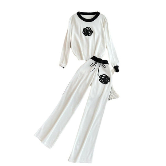 Damen elegantes und komfortables Freizeit-Set mit floralem Design EB