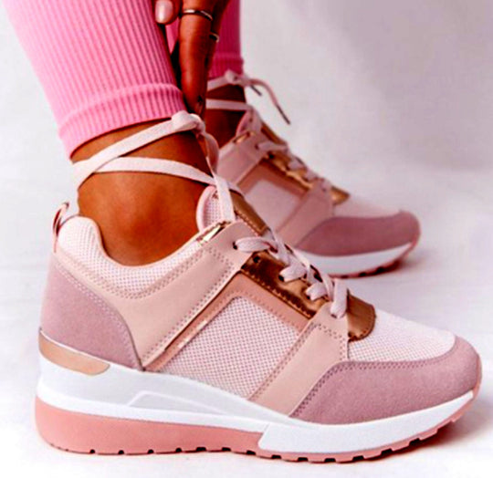 Damen modische Plateau-Sneaker mit atmungsaktiver Mesh-Oberfläche und komfortablem Fußbett EB