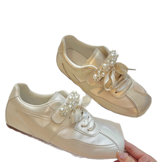 Damen Mode Sneaker mit luxuriösem Perlenakzent EB