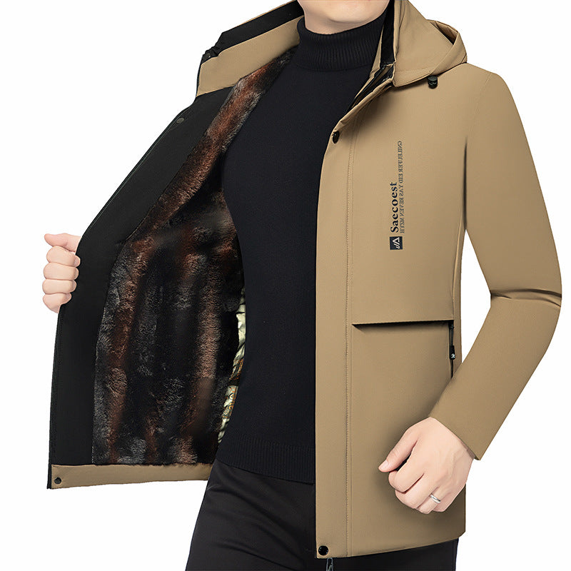 Herren Wattierte Stehkragenjacke mit wasserabweisender Oberfläche und Reißverschlusstaschen EB