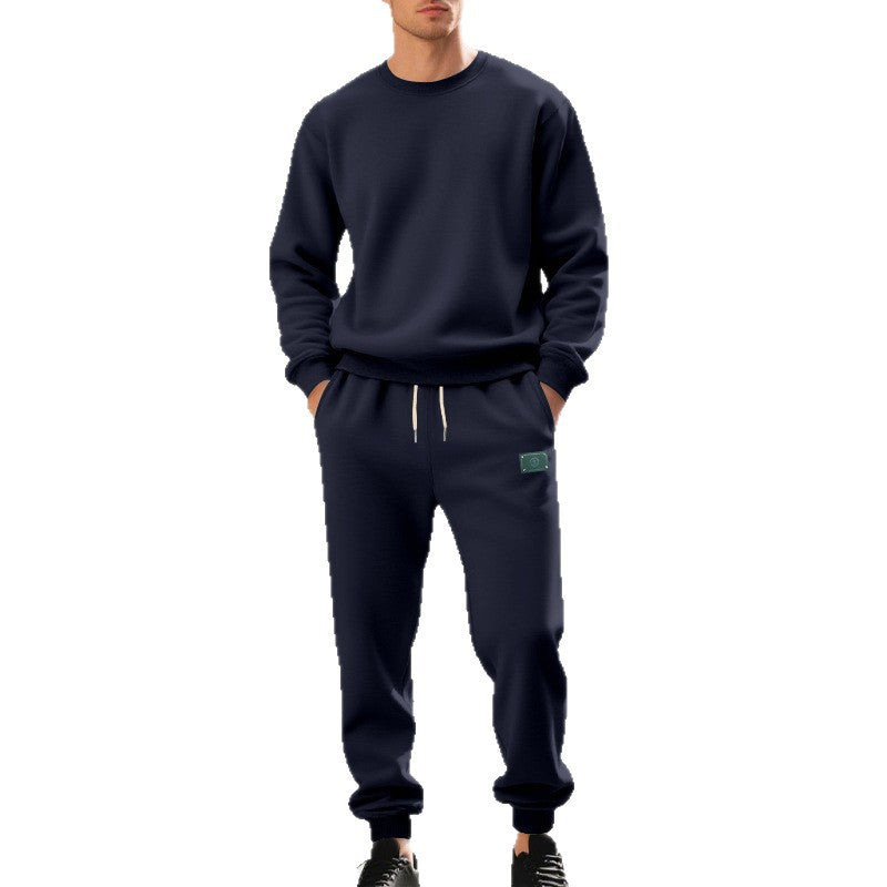 Herren nan relaxed-fit Baumwoll-Fleece-Jogginghose mit elastischem Tunnelzug, gerippten Beinabschlüssen und dezenter Patch-Applikation EB