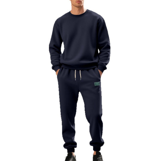 Herren nan relaxed-fit Baumwoll-Fleece-Jogginghose mit elastischem Tunnelzug, gerippten Beinabschlüssen und dezenter Patch-Applikation EB