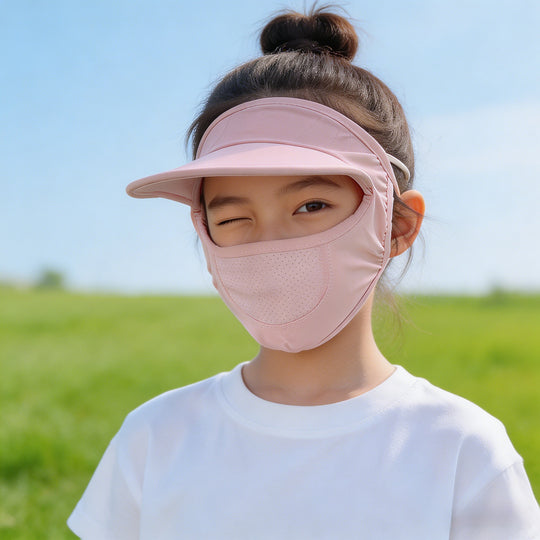 Damen nan Sonnenschutz-Visier mit integrierter atmungsaktiver Gesichtsmaske und verstellbarem Nackenzug EB