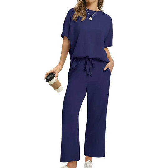 Damen Bequemes Freizeitanzug-Set mit lockerem Schnitt und stilvollen Taschen EB