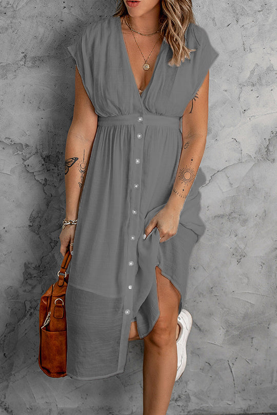 Damen Sommerkleid mit knopflosem Design und fließendem Schnitt EB