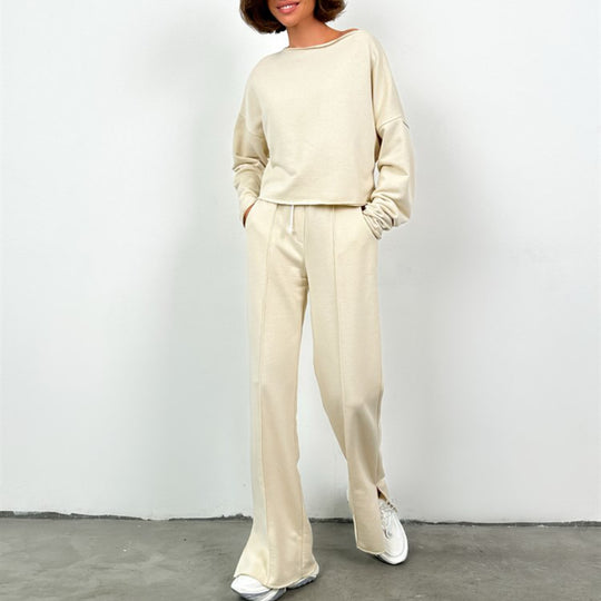 Damen lässiges Crop-Top und weite Sporthose EB