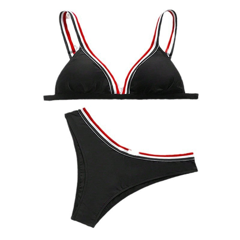 Damen Triangel-Bikini mit sportlichen Streifendetails EB