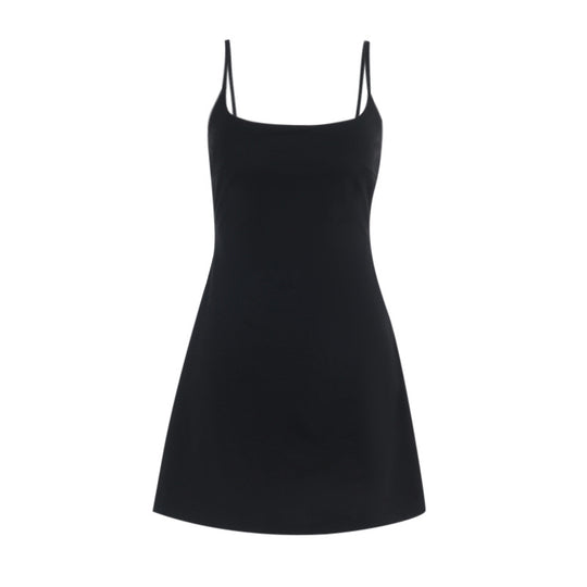 Damen tolles A-Linien Kleid mit Spaghettiträgern und schwingendem Rock EB