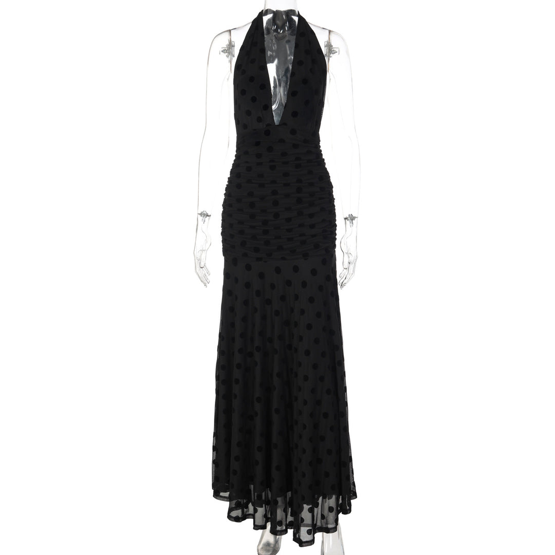 Damen Elegantes Maxikleid mit tiefem Ausschnitt und voluminösem Rock EB
