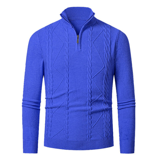Herren Strickpullover mit Stehkragen und Zopfmuster EB