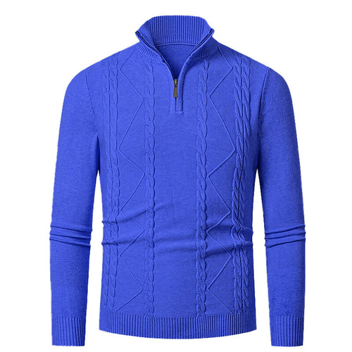 Herren Strickpullover mit Stehkragen und Zopfmuster EB