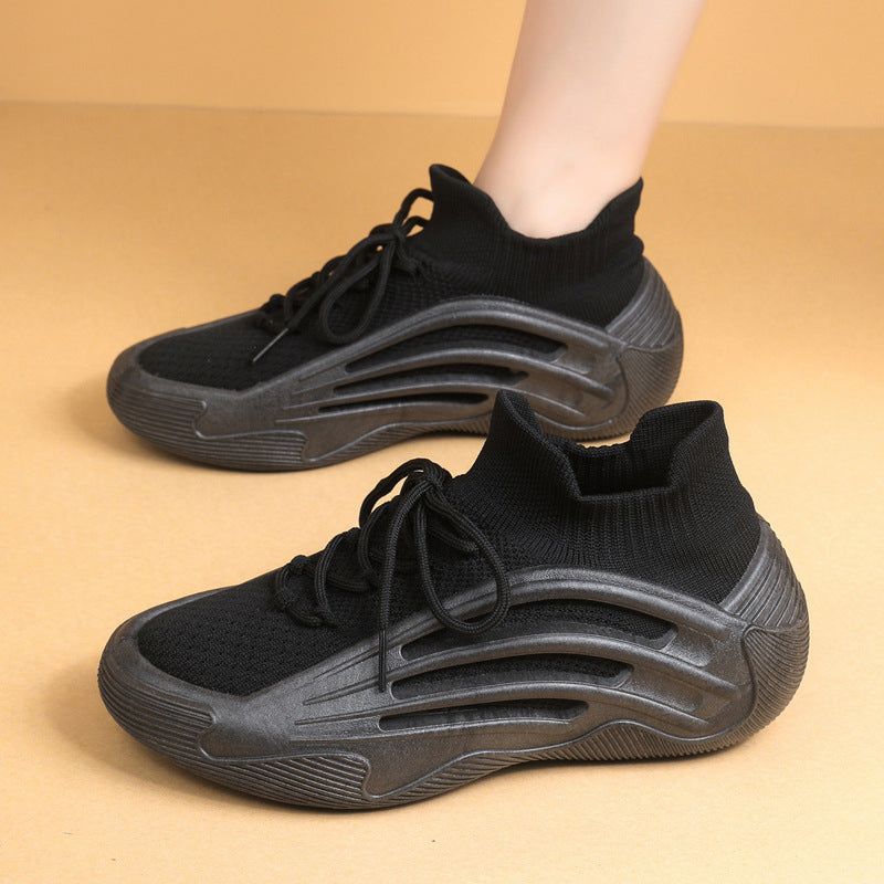 Damen Sportliche Sneakers mit atmungsaktiver Strick-Oberfläche und flexibler Sohle EB