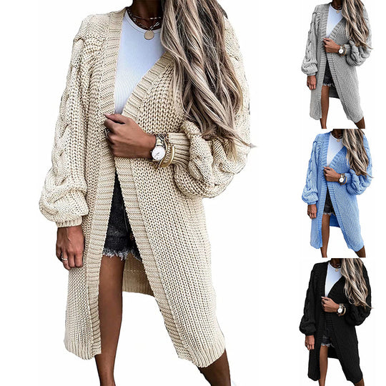 Damen Strickcardigan mit voluminösen Ärmeln EB