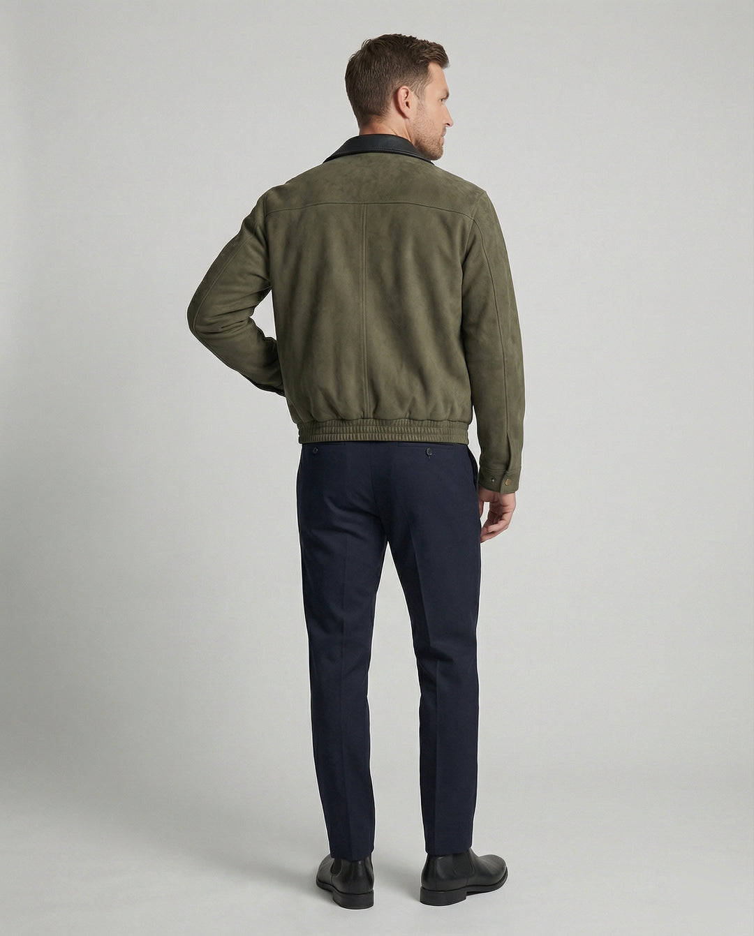Herren kastige Blousonjacke mit Kunstlederkragen großen aufgesetzten Pattentaschen und elastischem Saum EB