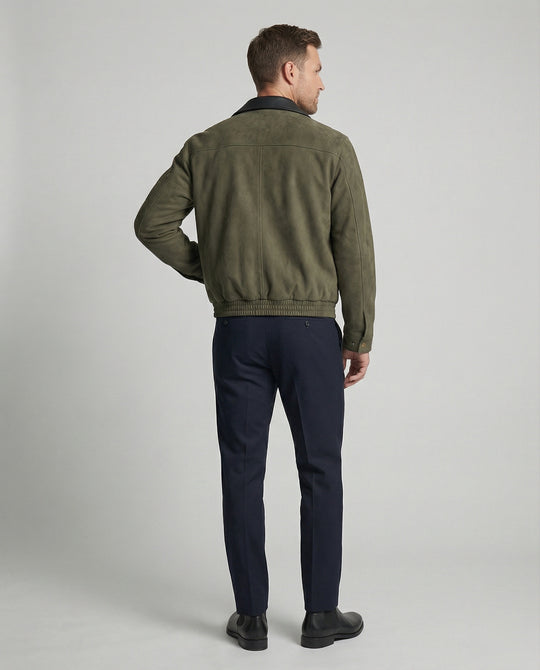 Herren kastige Blousonjacke mit Kunstlederkragen großen aufgesetzten Pattentaschen und elastischem Saum EB