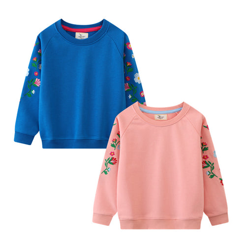 Damen Sweatshirt mit lebhaften Blumenstickereien EB