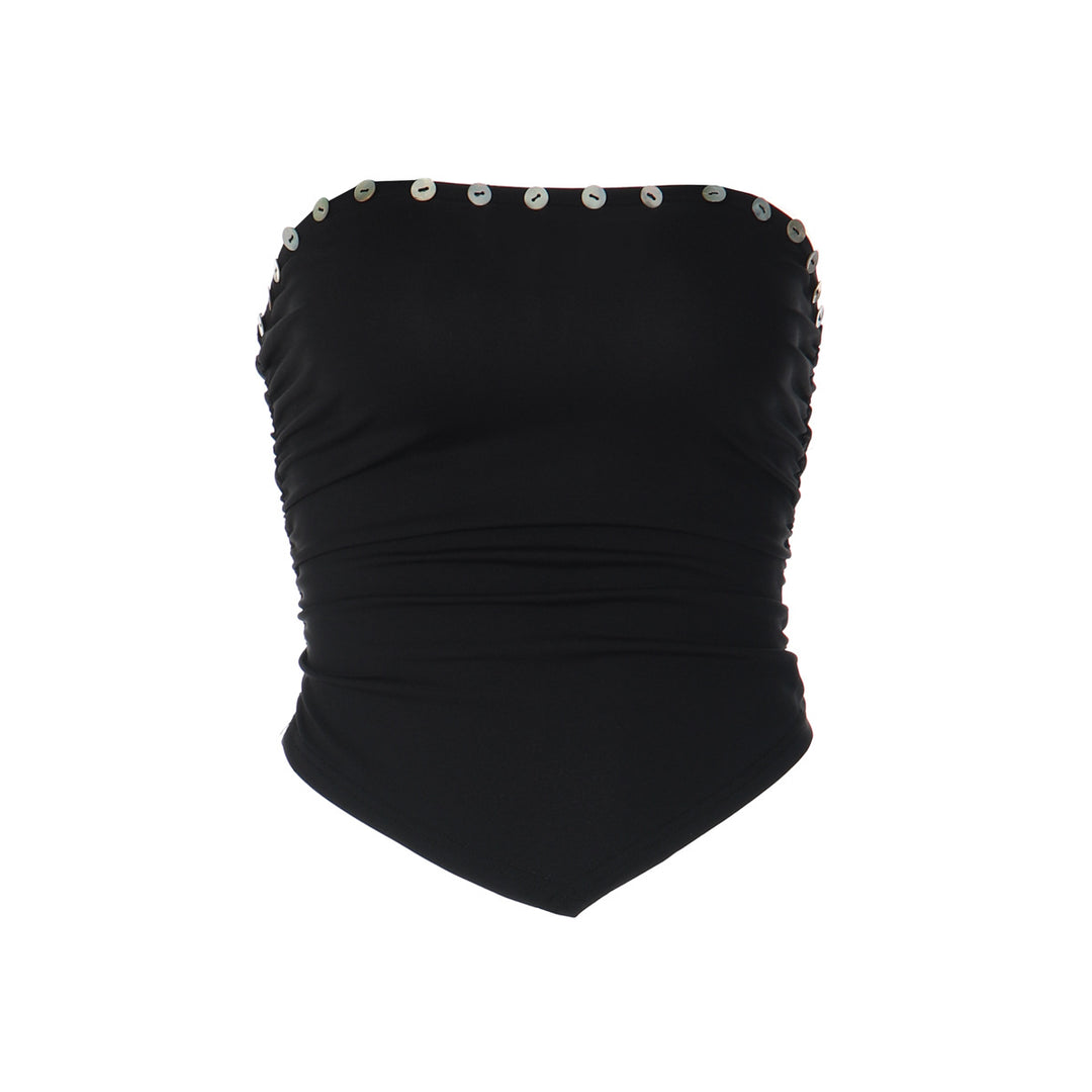 Damen Crop-Top mit raffinierten Rüschendetails und figurbetonter Passform EB
