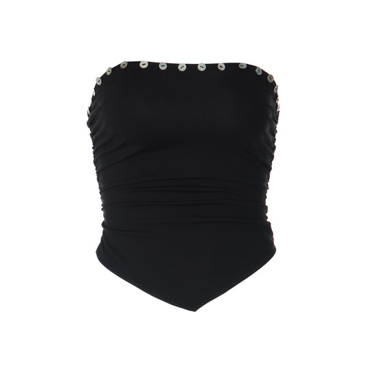 Damen Crop-Top mit raffinierten Rüschendetails und figurbetonter Passform EB