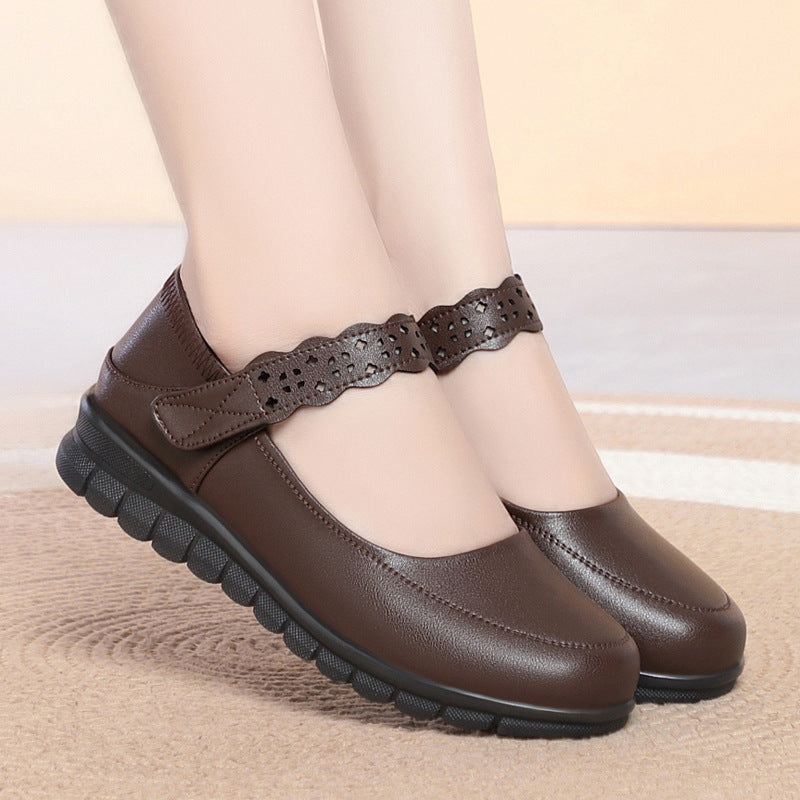 Damen Mary Jane Schuhe mit durchbrochenem Riemchen und rutschfester Sohle EB