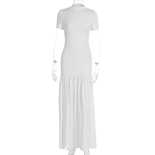 Damen Maxi-Kleid mit elegantem halblangen Ärmel und voluminösem Rock EB
