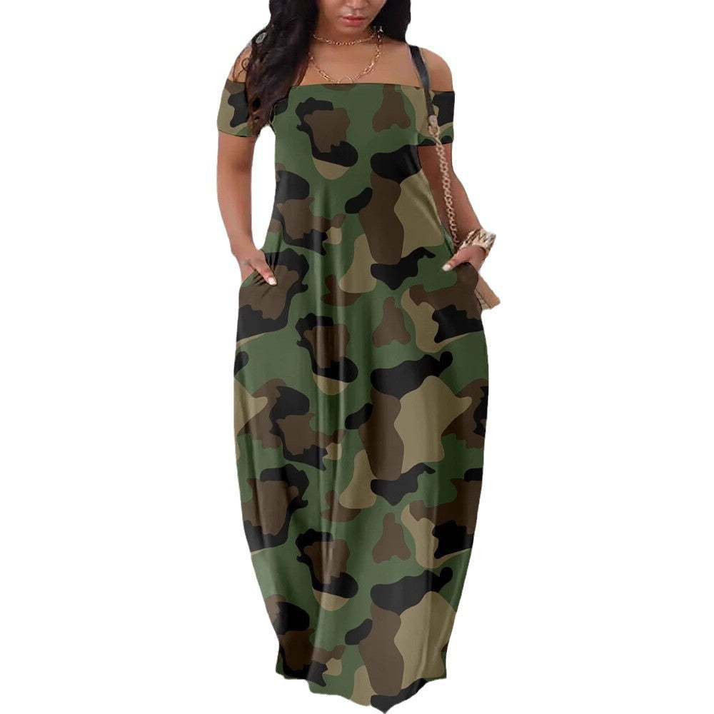 Damen Maxi-Kleid mit Off-Shoulder Design EB