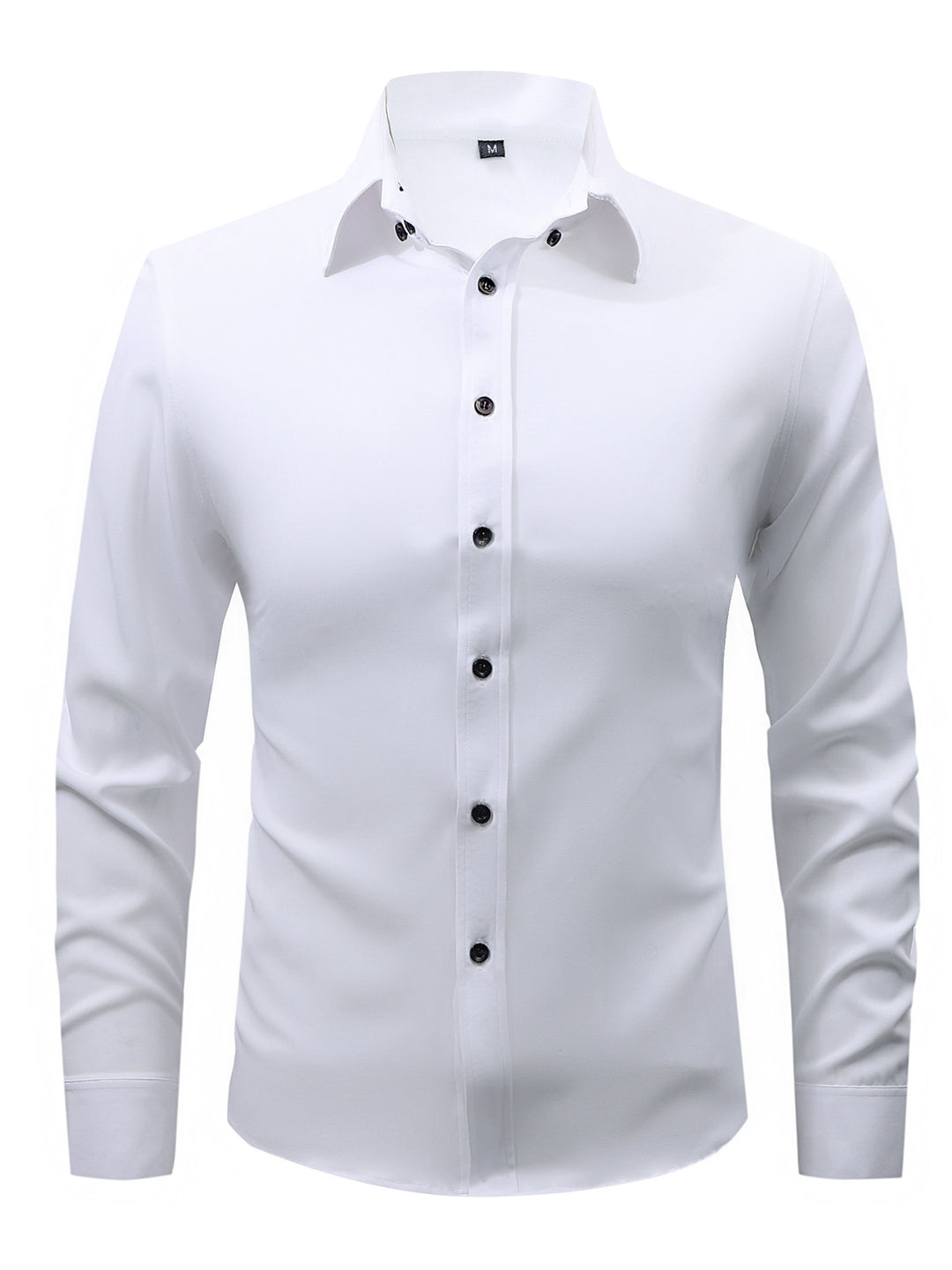 Men's  slim fit long sleeve stretch cotton dress shirt with spread collar EB