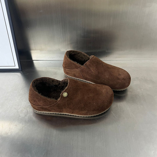 Damen Komfortable Clogs aus hochwertigem Wildleder mit kuscheligem Innenfutter EB