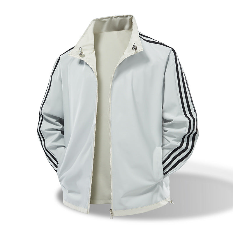 Herren  leichte Trackjacke mit Kontrast-Dreistreifenärmeldetail EB