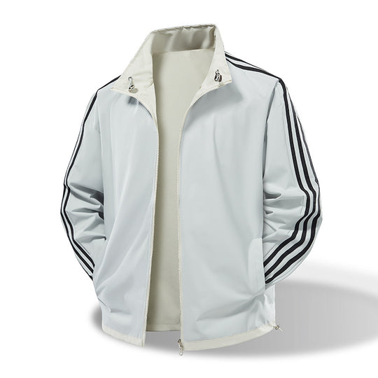 Herren  leichte Trackjacke mit Kontrast-Dreistreifenärmeldetail EB